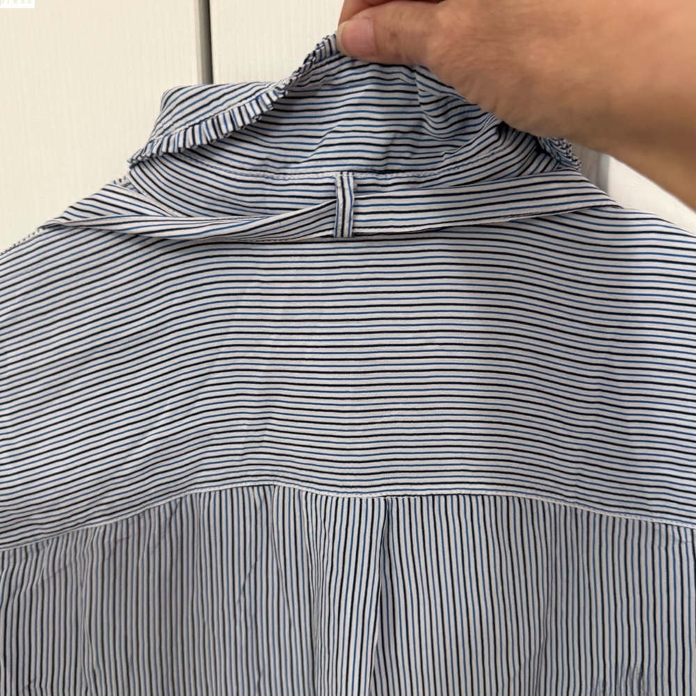 J. Crew Blue/White Striped Tie Neck Blouse Size XS - Picture 7 of 8